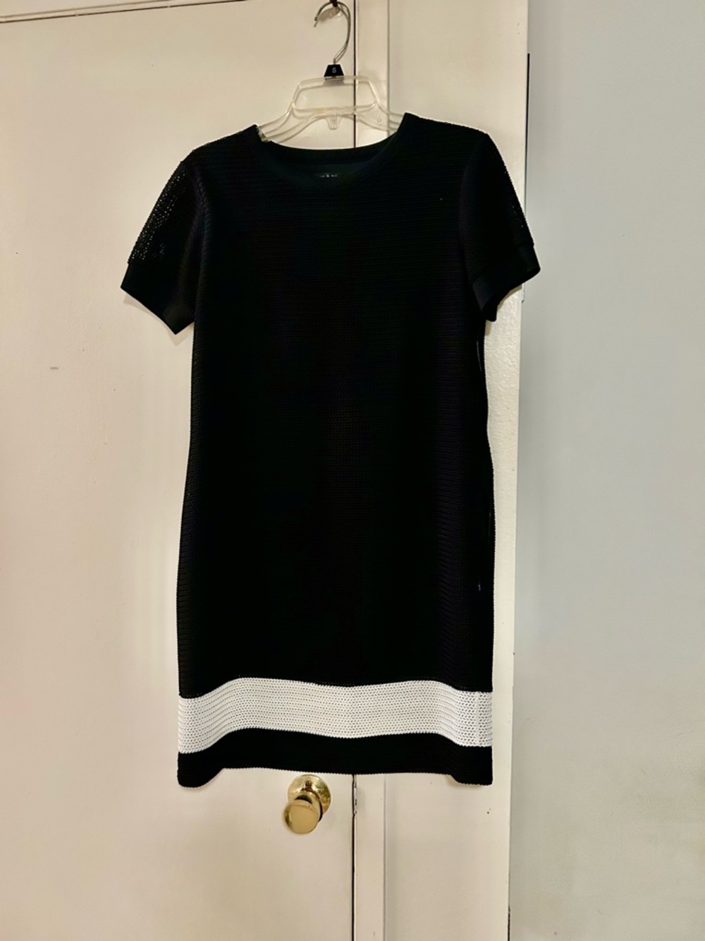 rag & bone Black Mini Dress with White Hem Stripe